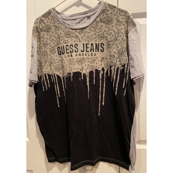 Guess Jeans Los Angeles Tee Shirt, XL Gray and Black T-Shirt - Picture 1 of 3